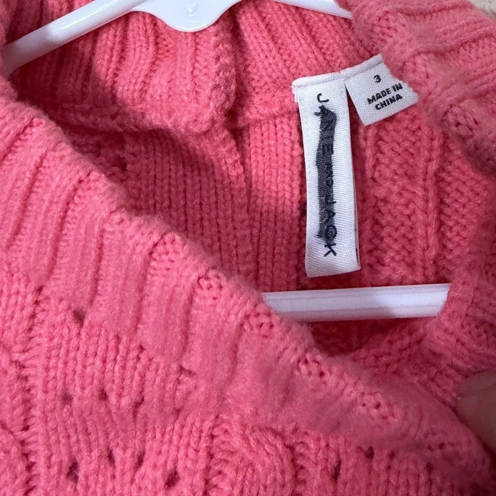 Janie and Jack Girls Pink Cable Knit Ruffle‎ Front Sweater Size 3 Toddler Winter